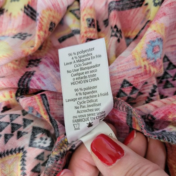 LulaRoe Multi-Colored Aztec Print Gray Long Sleeve Baseball Tee Women's 2XL 933 - Picture 4 of 5